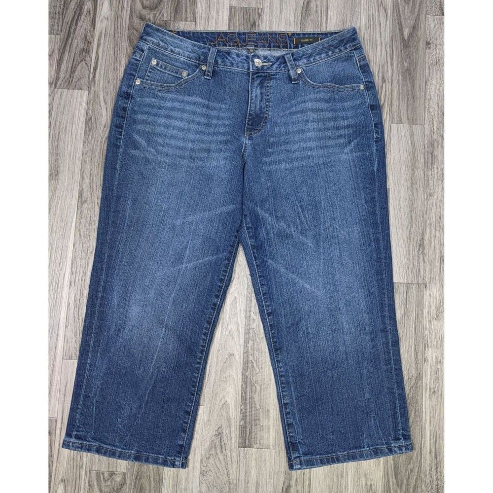 Jag Jeans‎ Womens Size 14 Classic Fit Embroidered Straight Cropped Denim Jeans